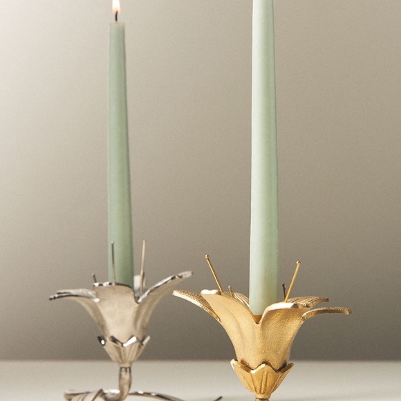 Anthropologie Gold Metal Flower Candle Holder NWT SOLD OUT x 1 - Picture 5 of 10